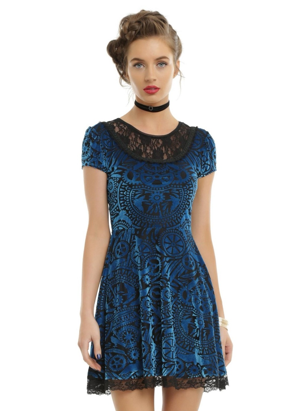 Miss Peregrine's Hot Topic by Midnight Hour Burnout Velvet Dress 2016 Medium